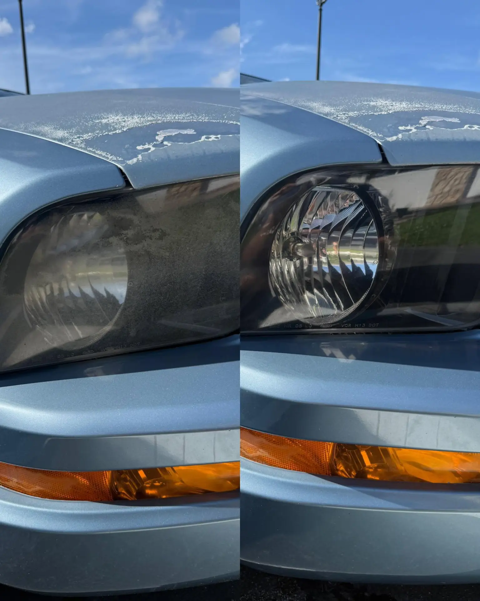 Clear Beam technician result: a fully restored, crystal-clear headlight